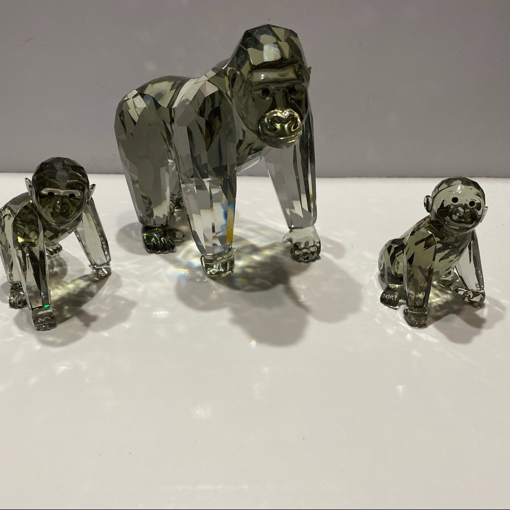 Swarovski Crystal Gorilla Mom and Babies